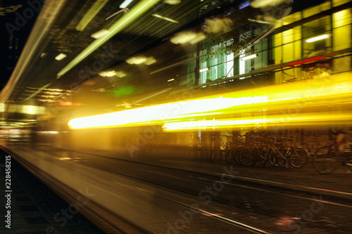 Cycle Night light abstract background Mannheim city public transport