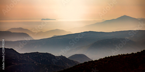 Silhouetted mountains and horizon at Mount Laguna photo