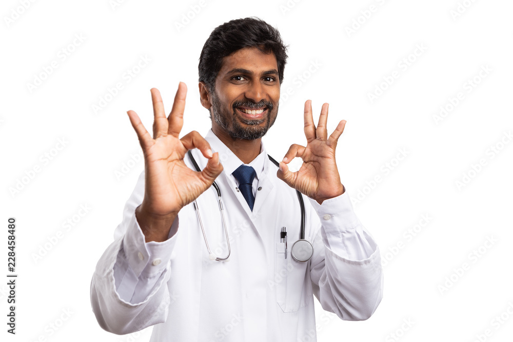 Doctor making all right gesture with both hands. Doctor making all right gesture with both hands.