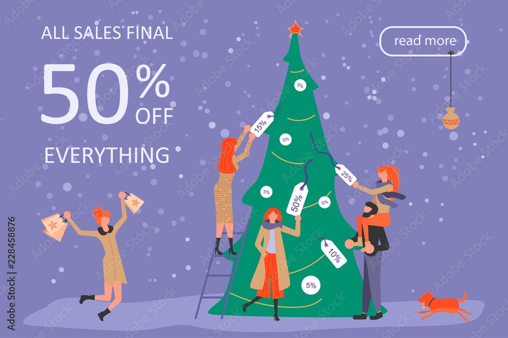 Fototapeta premium Horizontal Banner for Christmas sale