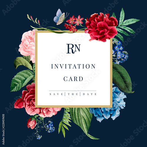 Wedding invitation floral card illustration