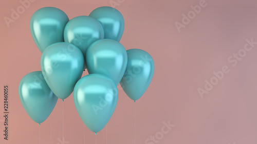 blue balloons collection on pink background