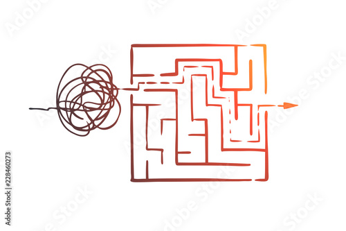 Organize, order, control, sort, chaos concept. Hand drawn isolated vector.