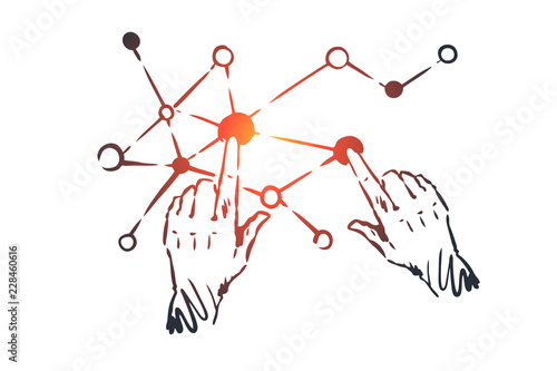 Technology, science, communication, digital, interface concept. Hand drawn isolated vector.