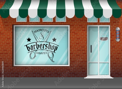Barbershop storefront building background
