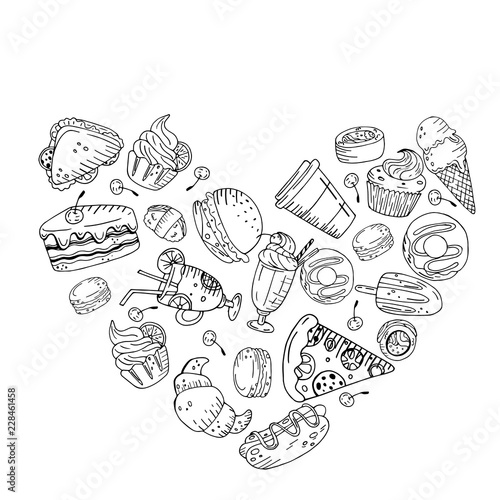 Heart made of food elements.