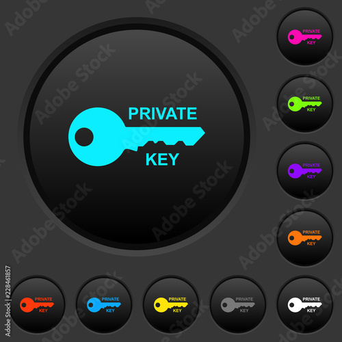 Private key dark push buttons with color icons