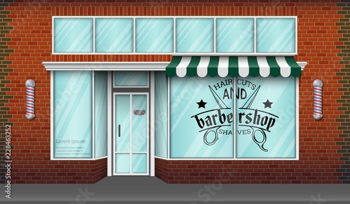 Barbershop storefront building background