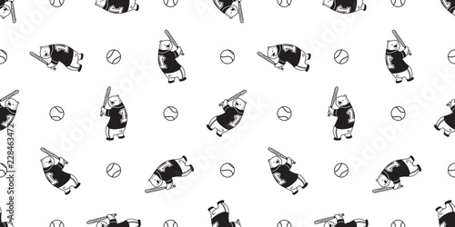 Bear seamless pattern Polar Bear vector baseball soft ball sport scarf isolated till background repeat wallpaper