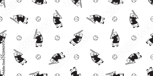 Bear seamless pattern Polar Bear vector baseball soft ball sport scarf isolated till background repeat wallpaper