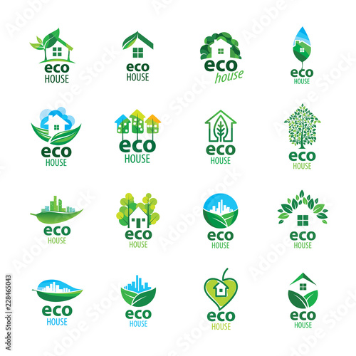 Eco house sign. Vector illustration on white background