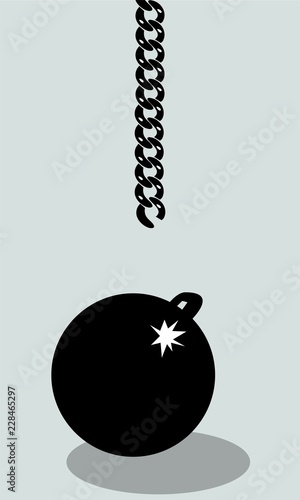 Wrecking ball with broken chain