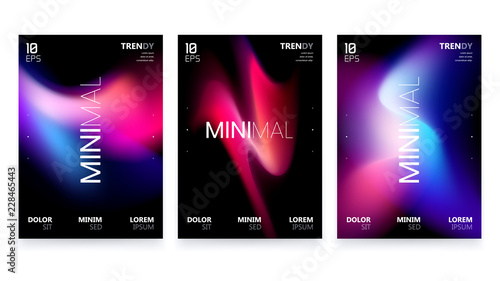 Abstract Vivid Colorful A4 Posters Set. Trendy Fluid Gradient