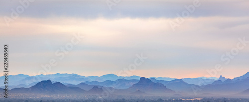 Striking mountains in Arizona under a hazy sky