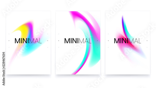 Abstract Vivid Colorful A4 Posters Set. Trendy Fluid Gradient
