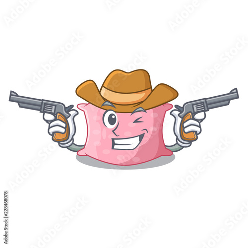 Cowboy character cute pillows on the mattress