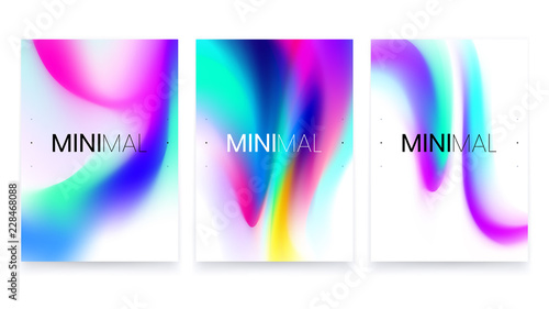 Abstract Vivid Colorful A4 Posters Set. Trendy Fluid Gradient