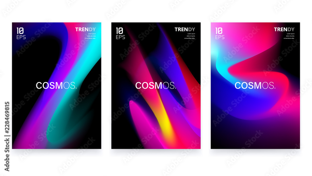 Abstract Vivid Colorful A4 Posters Set. Trendy Fluid Gradient