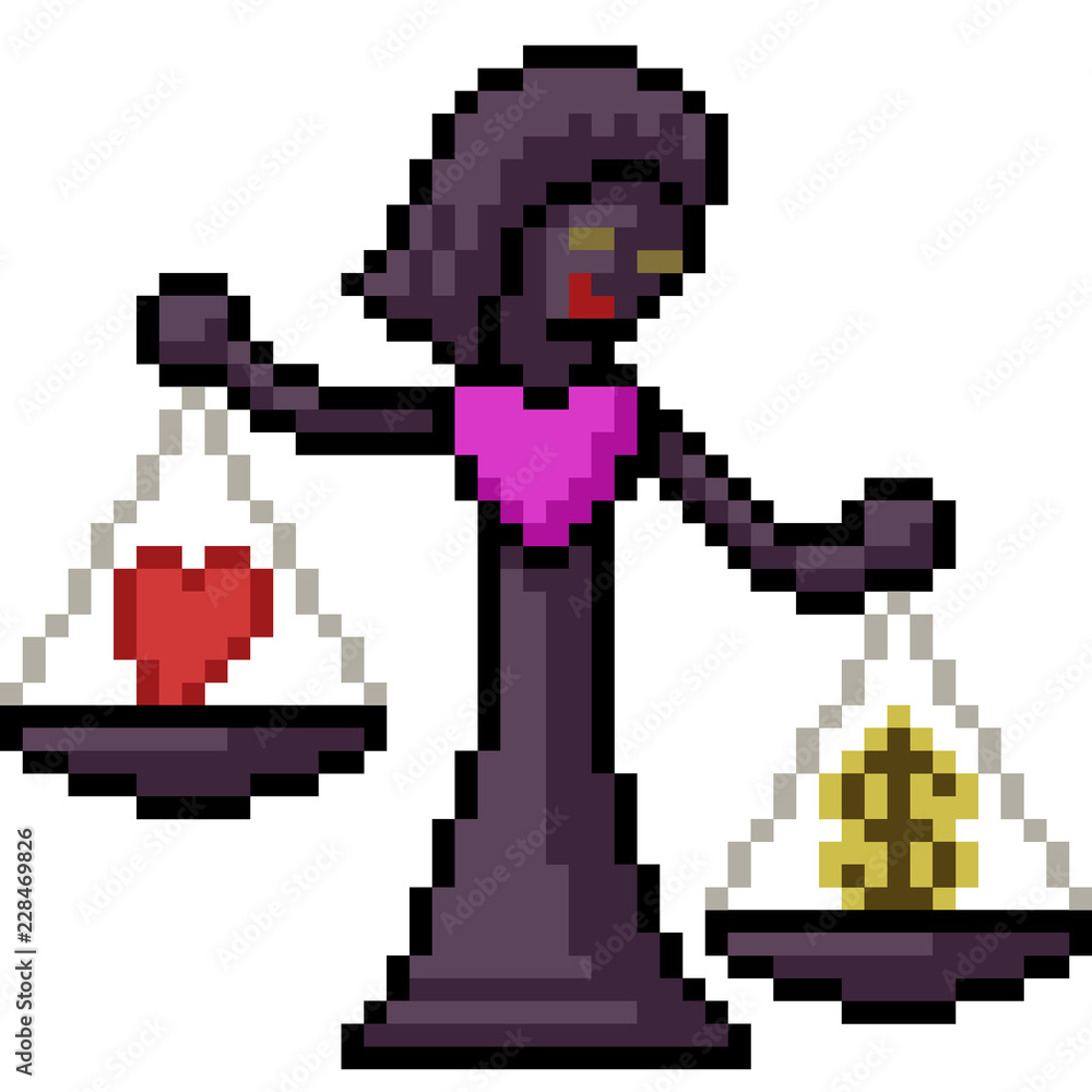 vector pixel art love scale judge