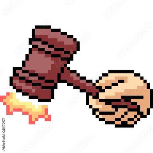 vector pixel art judge hammer