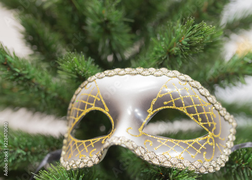 Carnival mask on the christmas tree