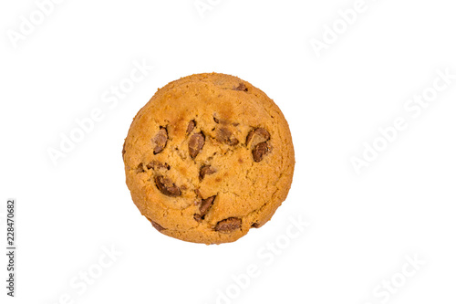 Fresh chocolate chip cookie isolated on white background
