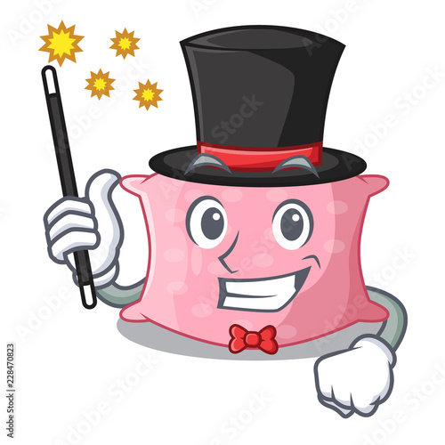 Magician cute pillow comfortable isolated on mascot