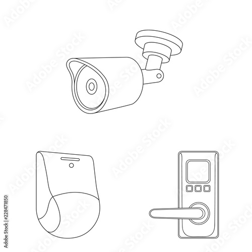 Isolated object of cctv and camera logo. Set of cctv and system stock vector illustration.