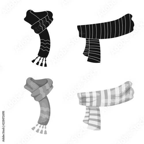 Vector illustration of scarf and shawl symbol. Collection of scarf and accessory stock symbol for web.