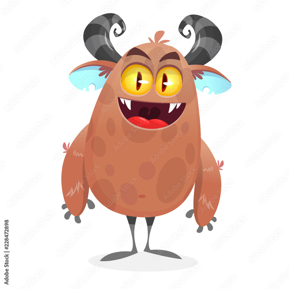 Obraz premium Cute cartoon monster yeti. Vector bigfoot character