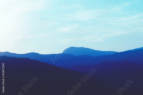 Abstract blue mountains silhouette
