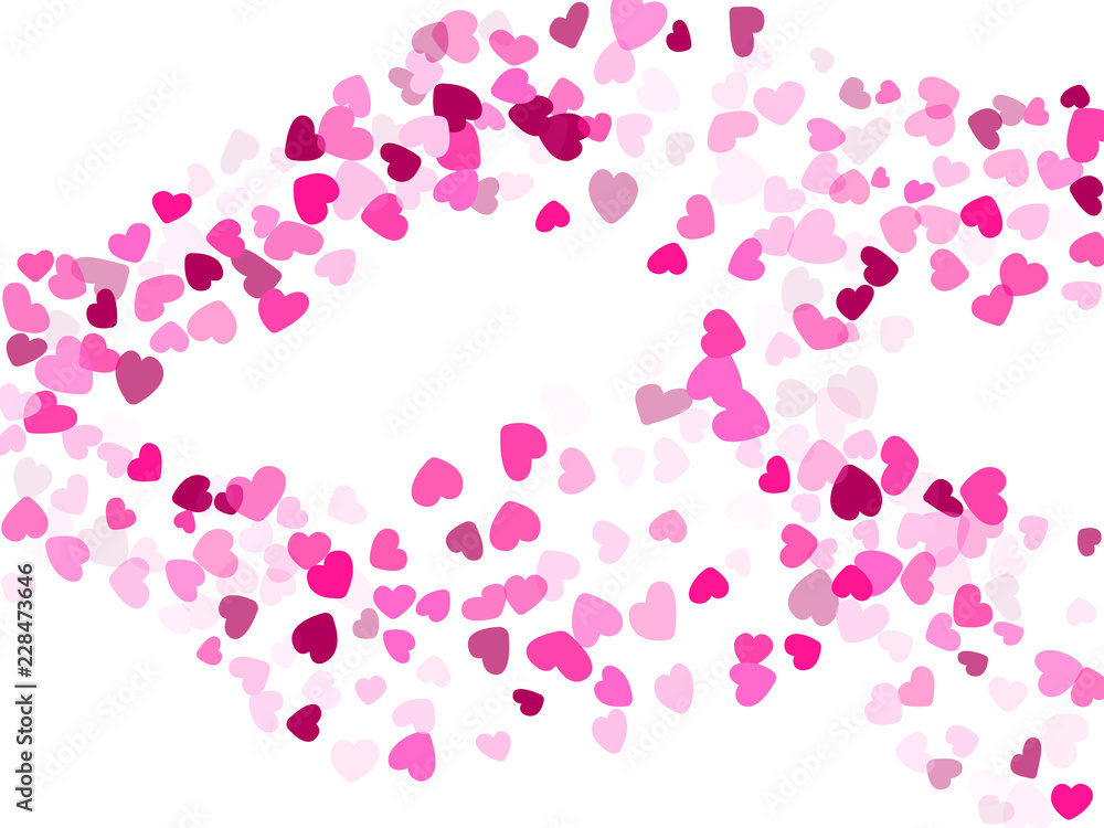 Hearts confetti flying vector background graphic design.