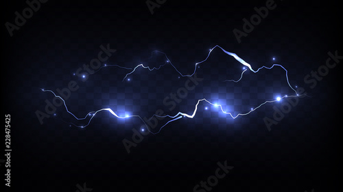 Realistic blue lightning bolt
