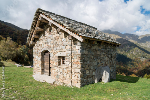 Ancient small stone house in the mountains