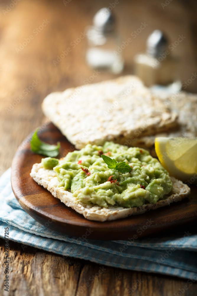 Avocado mash on rice bread Avocado mash on rice bread