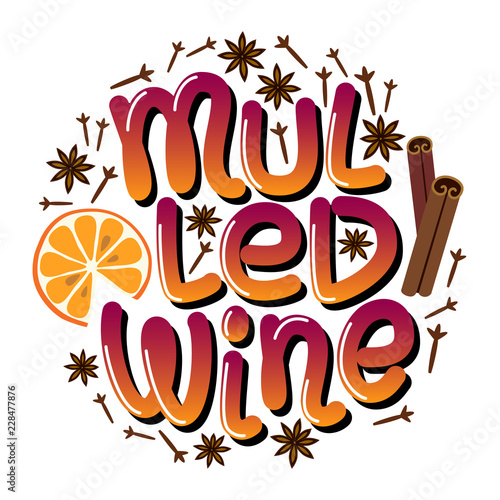 Mulled wine lettering isolated on white