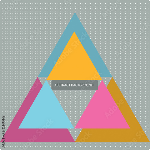 Vector pattern with colorful geometric shapes, triangles,lines and small polka dots.Colorful backdrop, seamless background pattern, retro style banner.