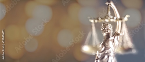 Portrait of lady Justice - soft focus with bokeh background. and copy space.
