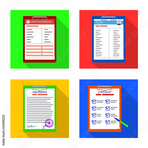 Vector illustration of form and document logo. Collection of form and mark stock symbol for web.