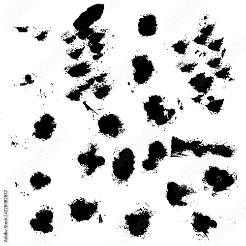 Vector set of splash stains texture banners. Black and white abstract vector illustration.