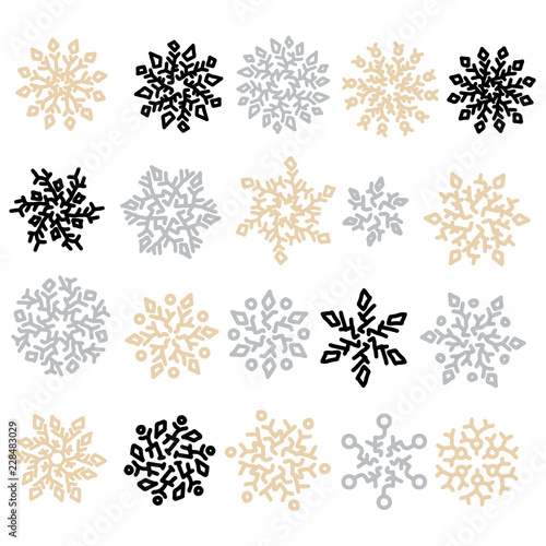 Set of snowflakes. Holiday collection. Snowflakes collection isolated on white background. Vector illustration.
