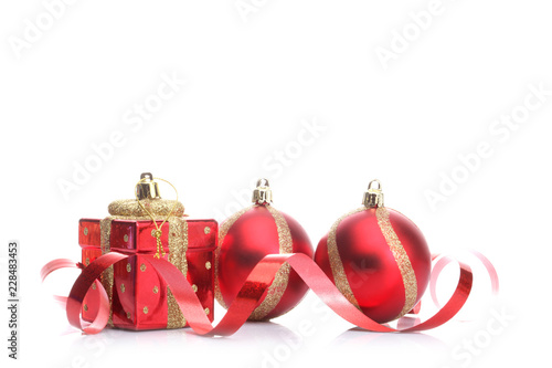 christmas concept: christmas tree decoration isolated on white background with copy space