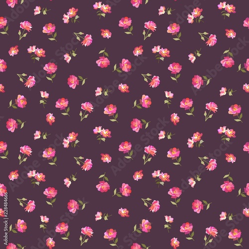 Seamless ditsy floral pattern in country style in vector. Print for fabric. Folclore motives.