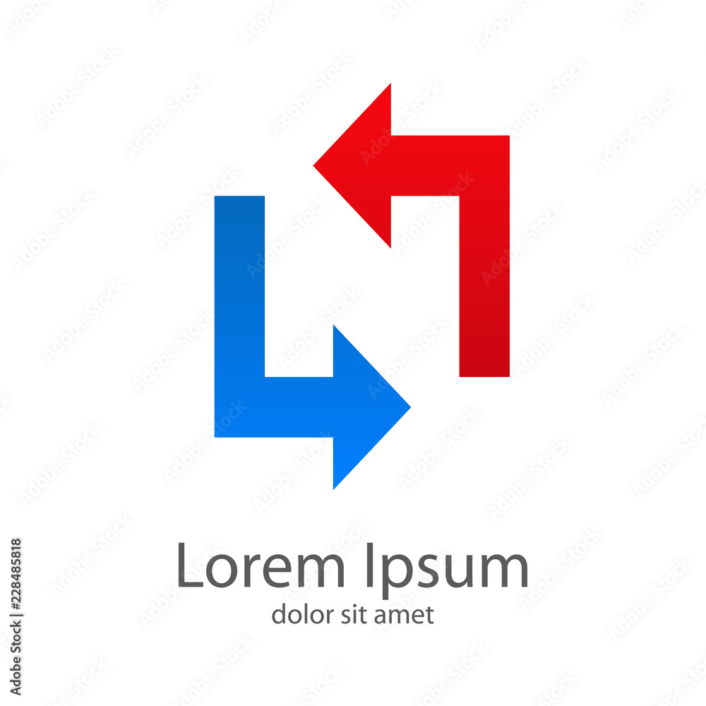 Letra N espacio negativo con flechas en azul y rojo Letra N espacio negativo con flechas en azul y rojo