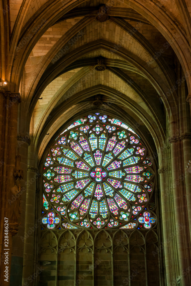 Stained Glass in La basilique Saint-Nazaire of the city Carcassonne in France
