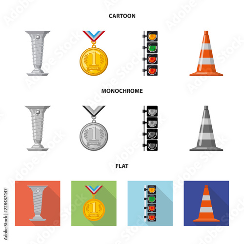 Isolated object of car and rally sign. Collection of car and race vector icon for stock.