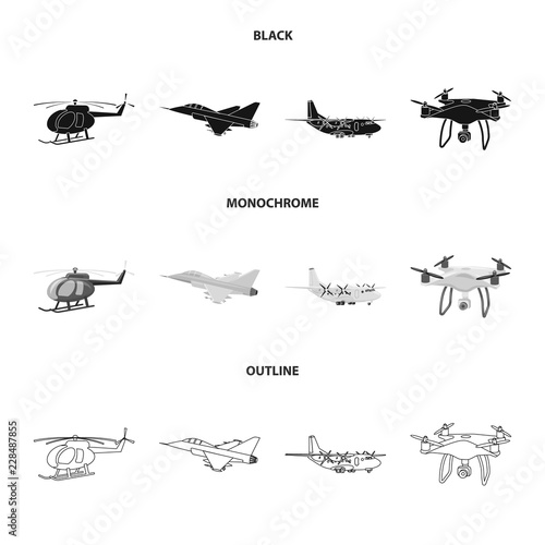 Vector design of plane and transport icon. Set of plane and sky stock symbol for web.