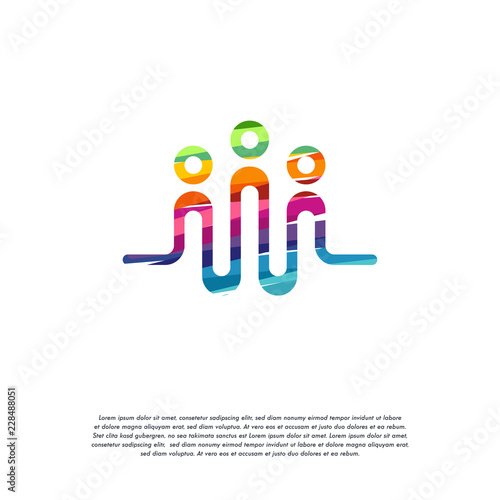 Abstract Colorful People Beat logo vector, Community logo designs template