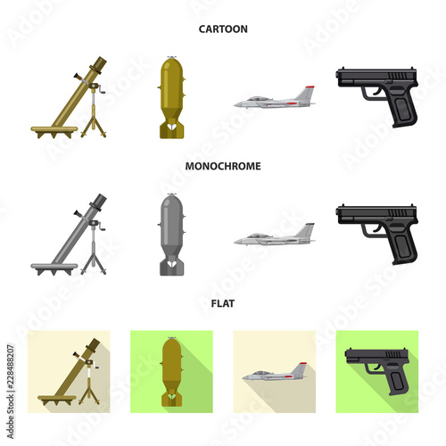 Isolated object of weapon and gun logo. Collection of weapon and army vector icon for stock.