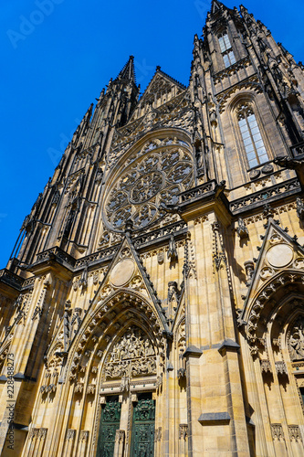 St. Vitus cathedral in Prague, Czech Republic. Concept of Gothic architecture and religious landmars in Europe. photo